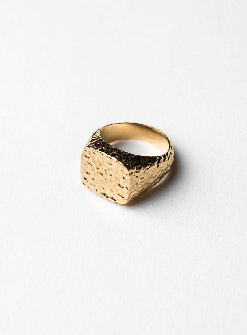 Square Structured Ring Guld