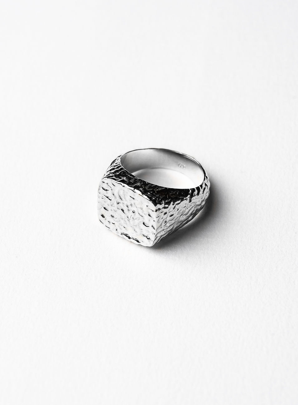 Square Structured Ring Silver