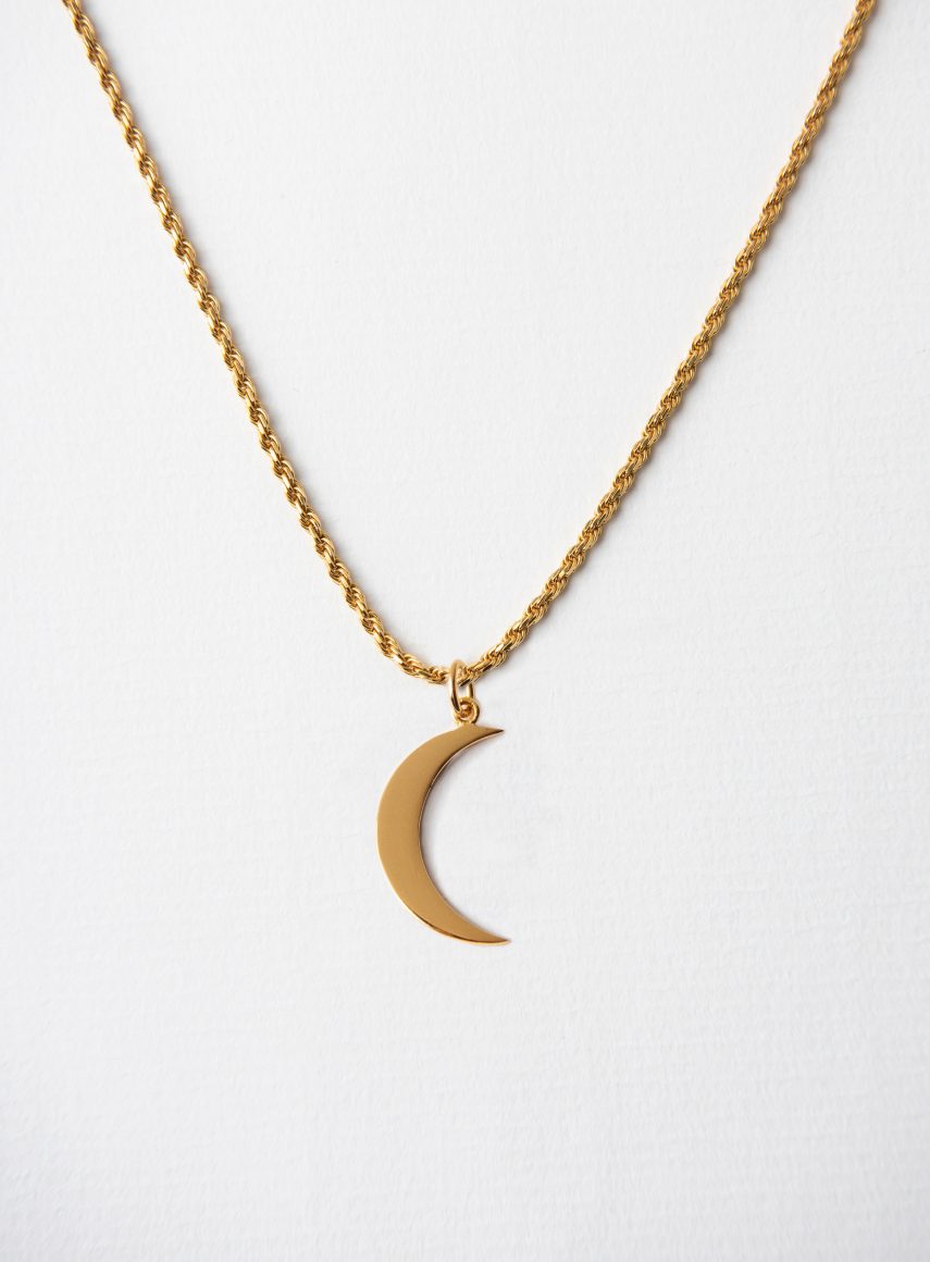 Big Moon Gold on Rope Chain Gold