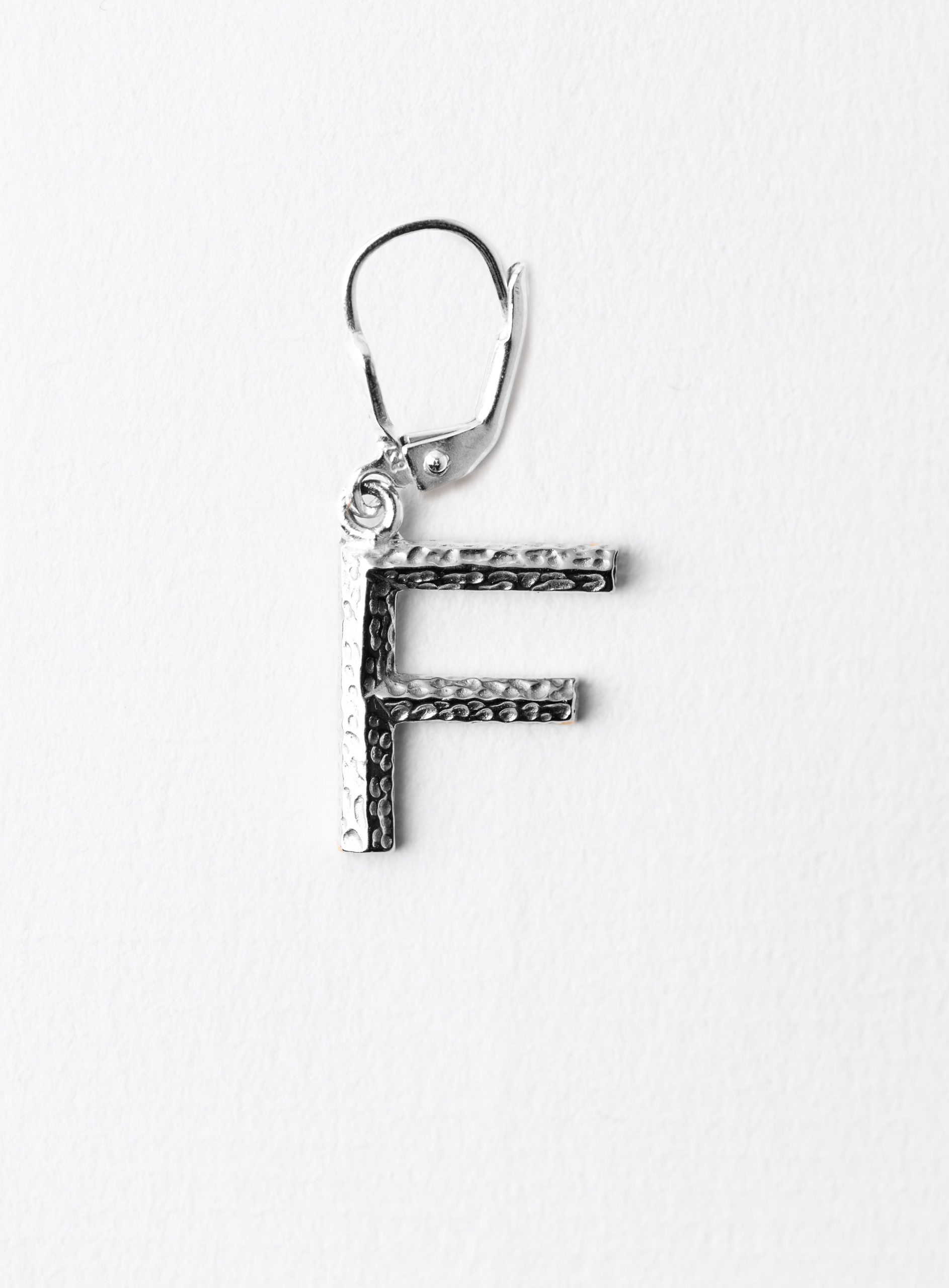 Signature Letter F Earring Silver