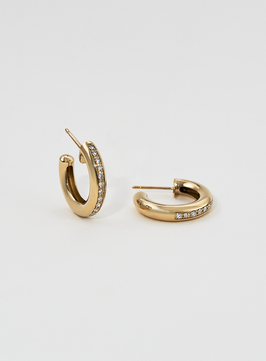 Thick Diamant Hoop Guld