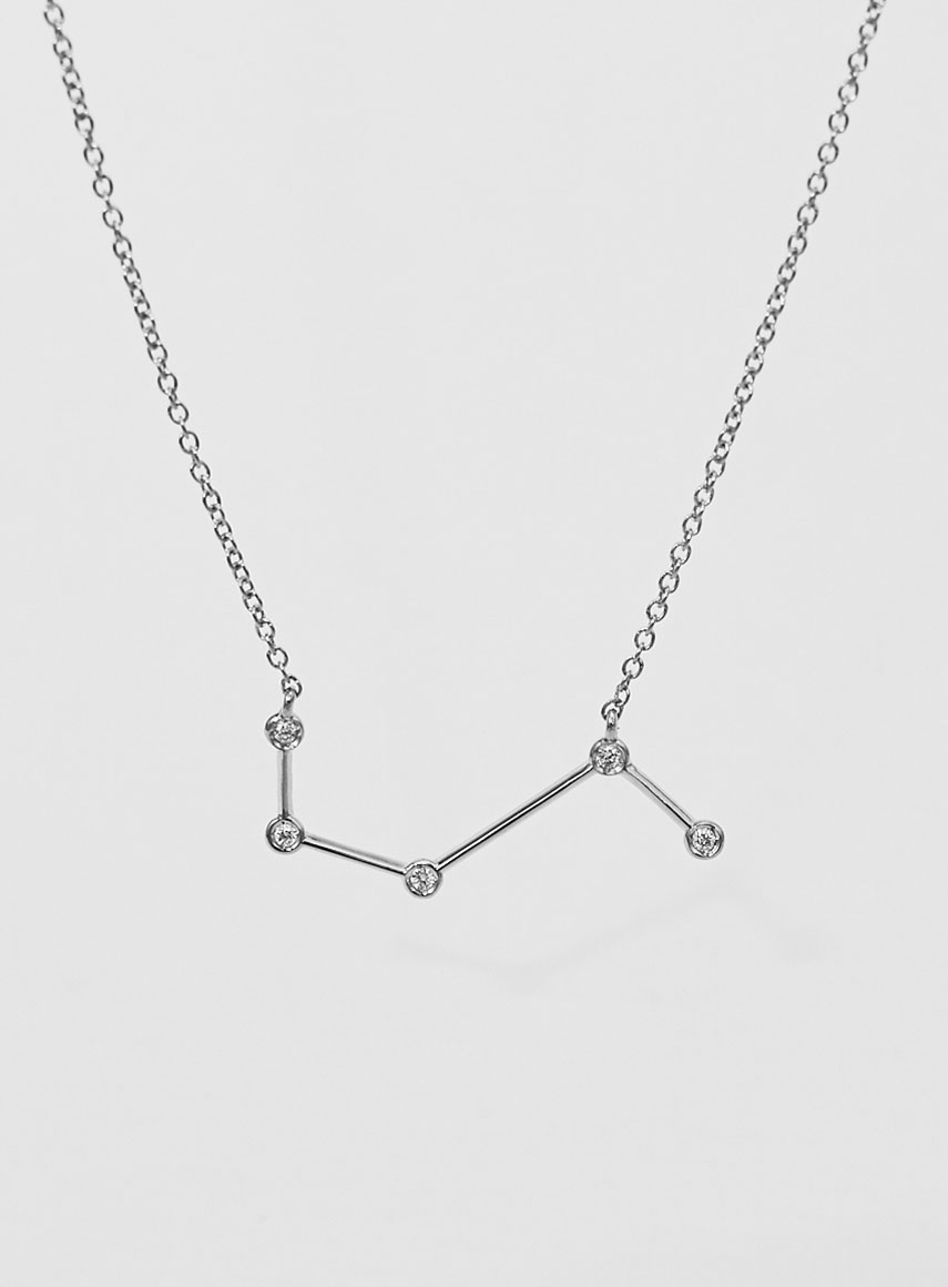 Star Sign Necklace Aries White Gold