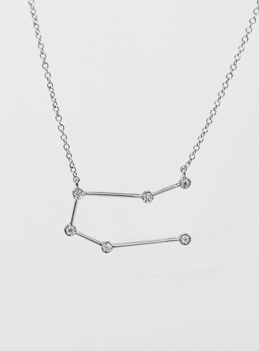 Star Sign Necklace Gemini White Gold