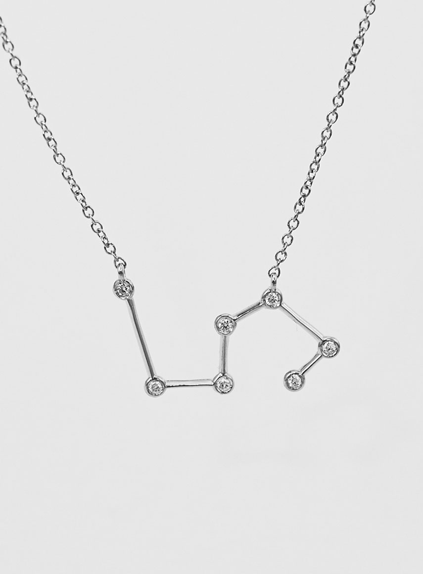 Star Sign Necklace Leo White Gold