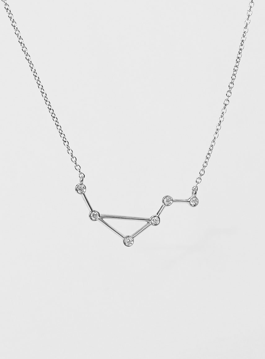 Star Sign Necklace Libra White Gold