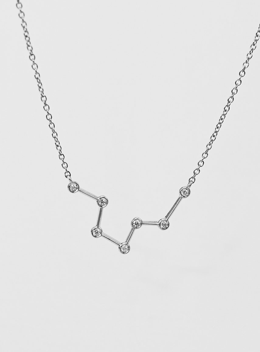 Star Sign Necklace Pisces White Gold
