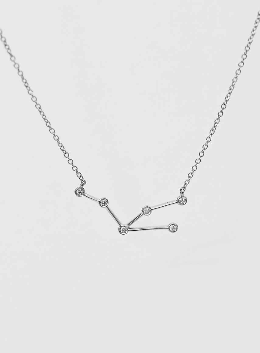 Star Sign Necklace Taurus White Gold