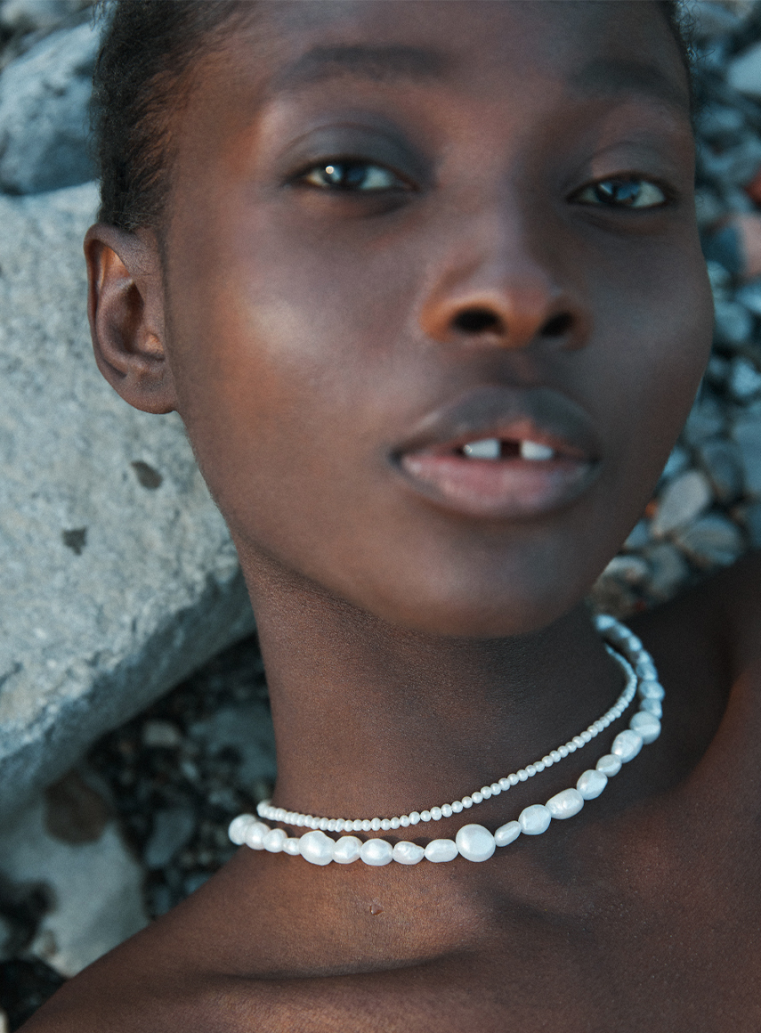 Irregular Pearls Necklace Silver