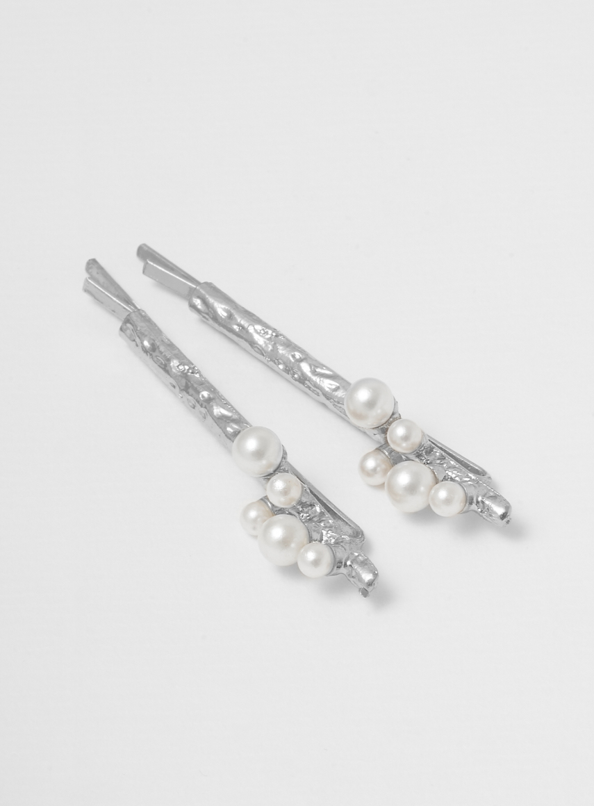 Structured Hair Pins Silver