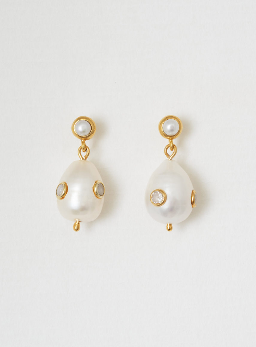 Pearl on Pearl Earrings Gold