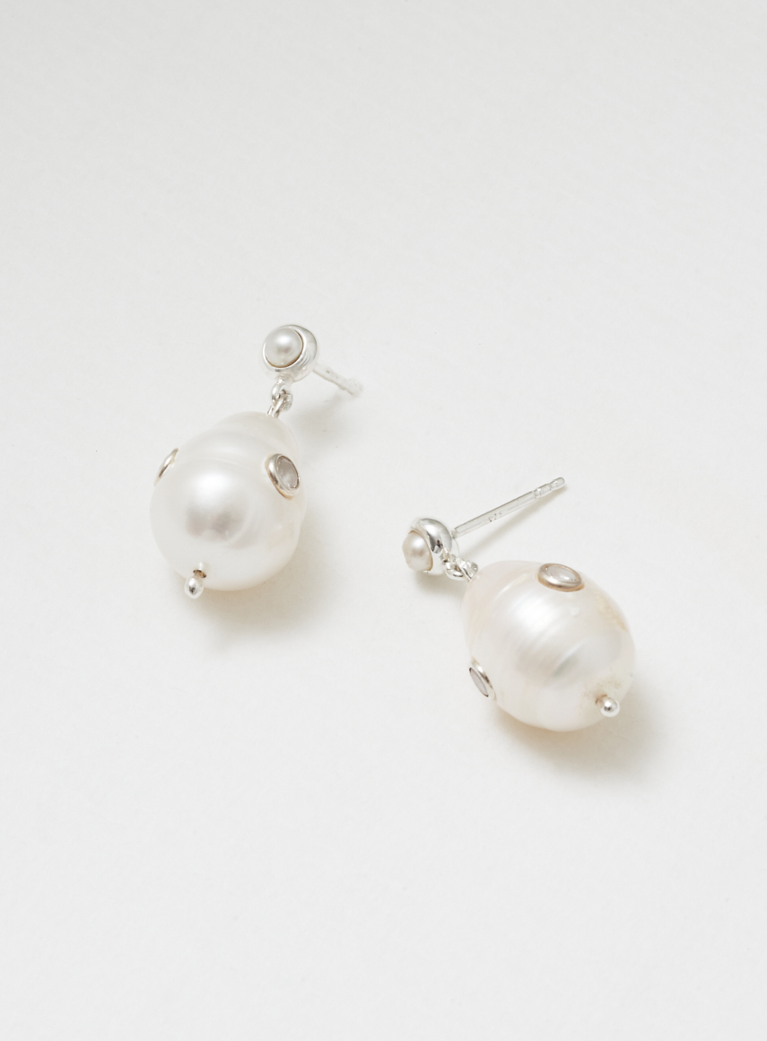 Pearl on Pearl Earrings Silver