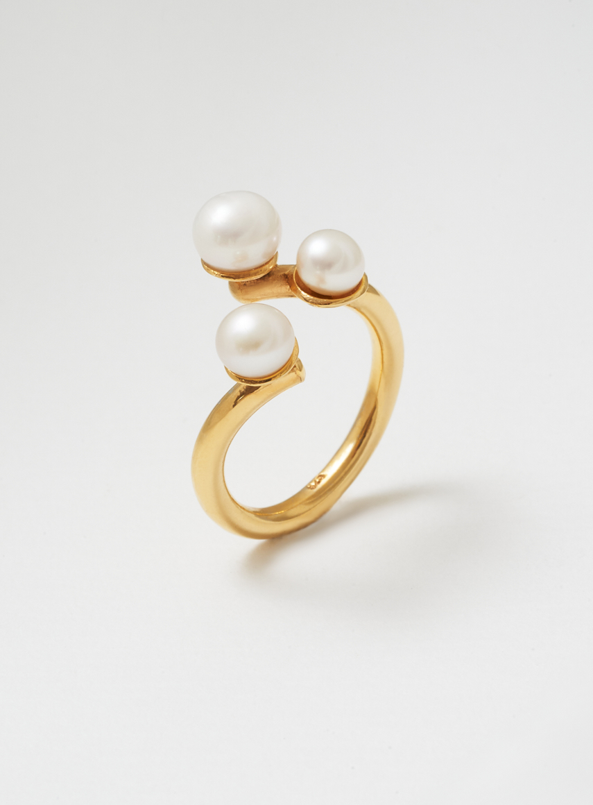 twisted pearl ring gold