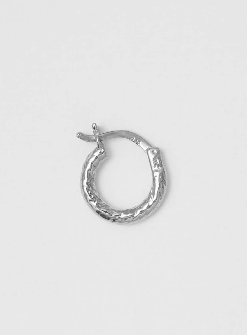 Wire Hoop 12 mm Structured Silver