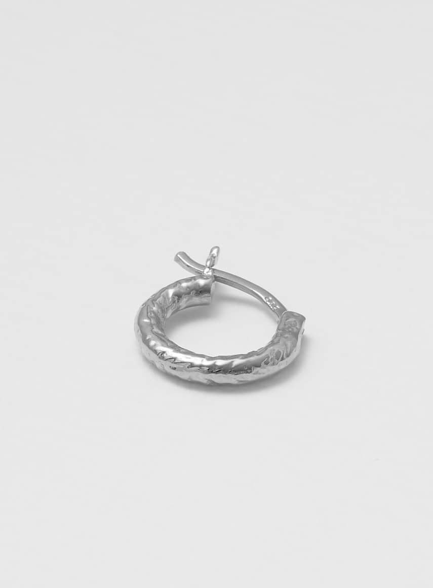 Wire Hoop 12 mm Structured Silver