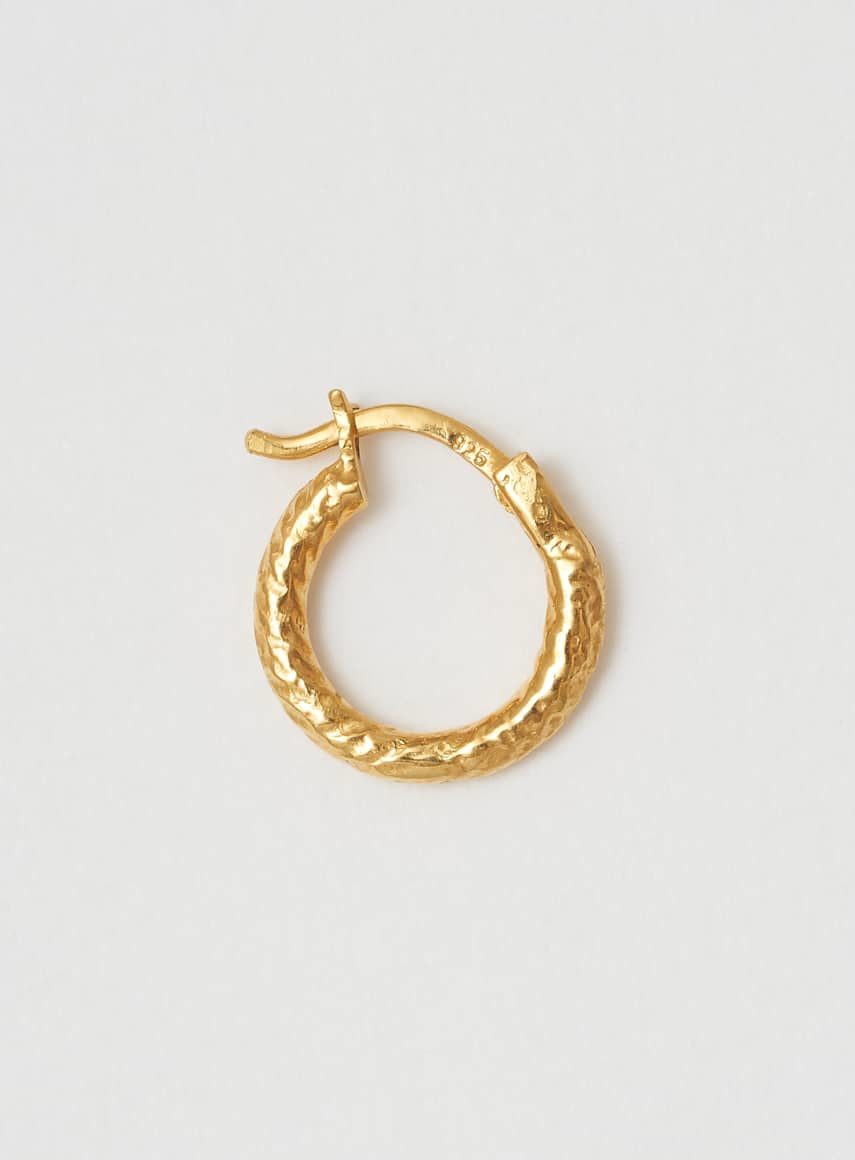 Wire Hoop 14 mm Structured Gold
