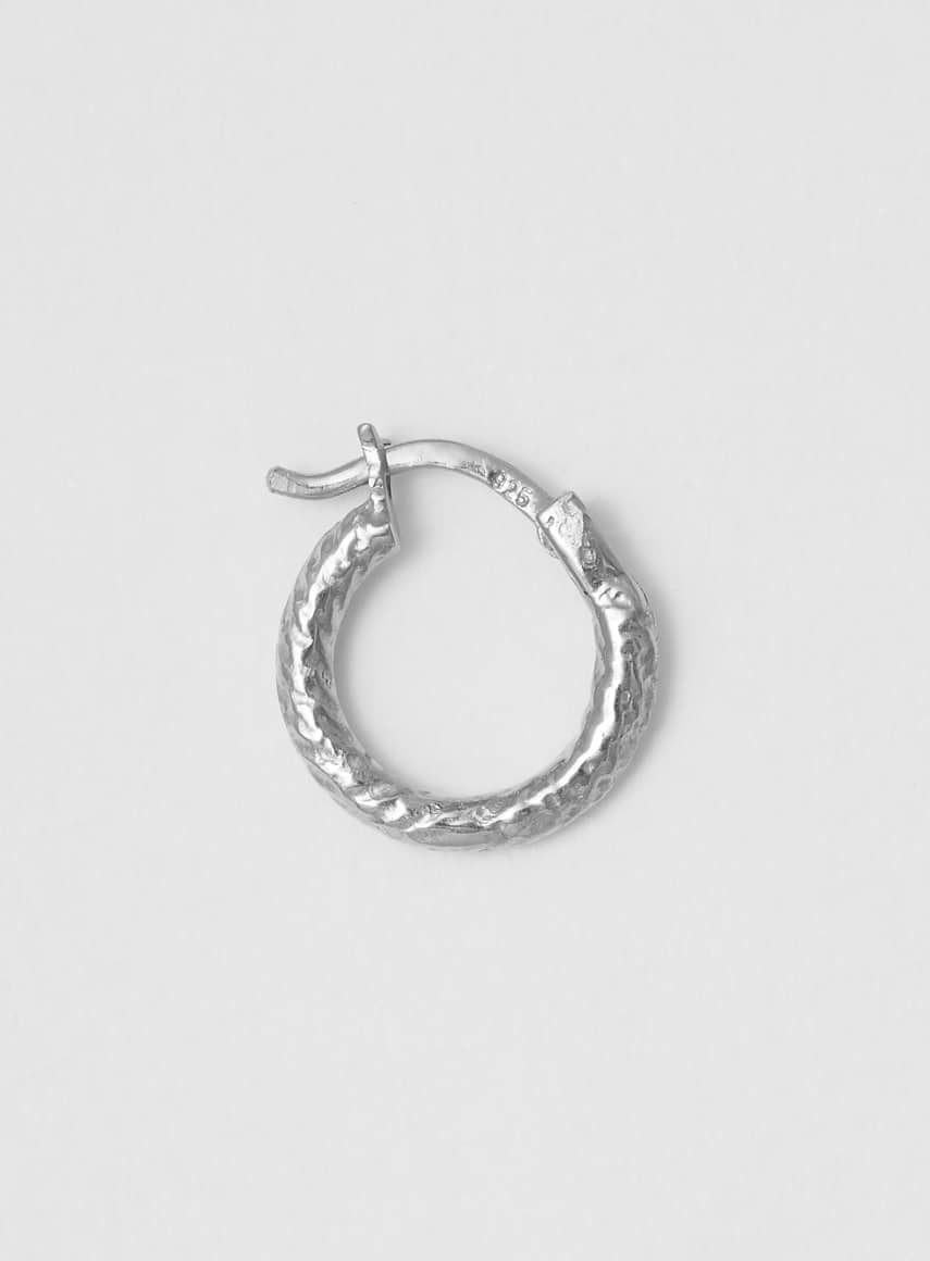 Wire Hoop 14 mm Structured Silver
