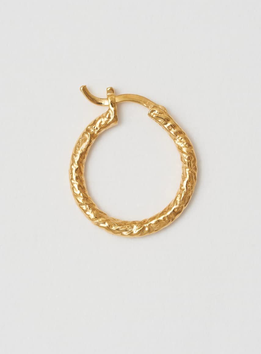 Wire Hoop 18 mm Structured Gold