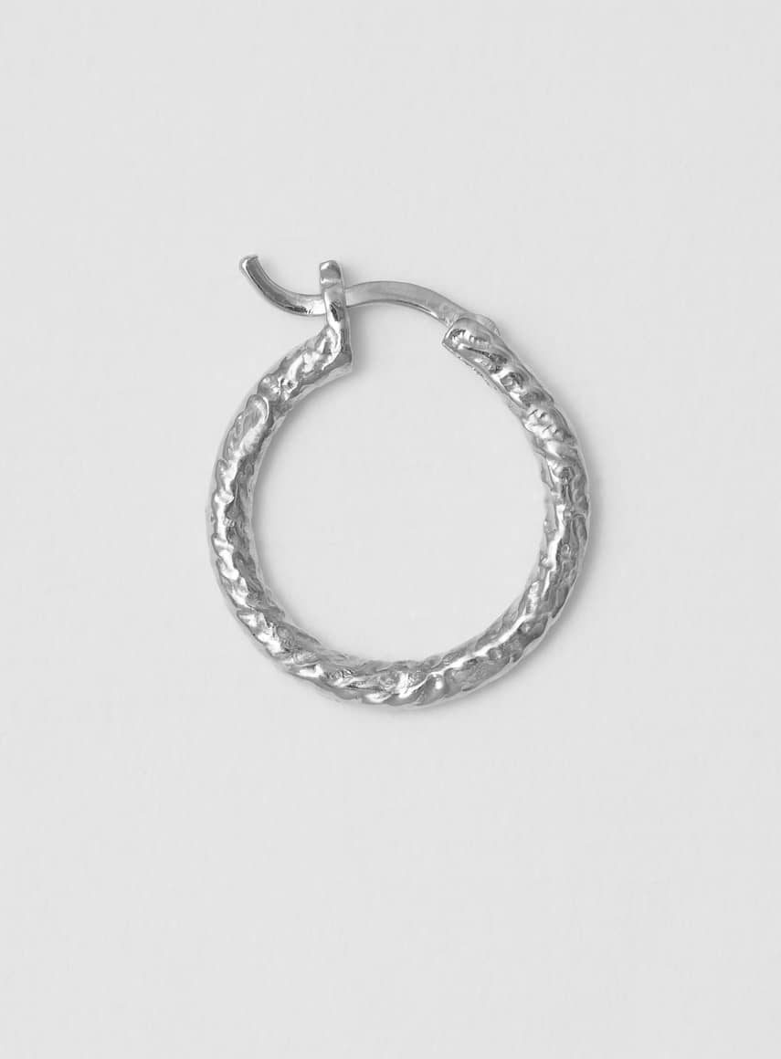 Wire Hoop 18 mm Structured Silver