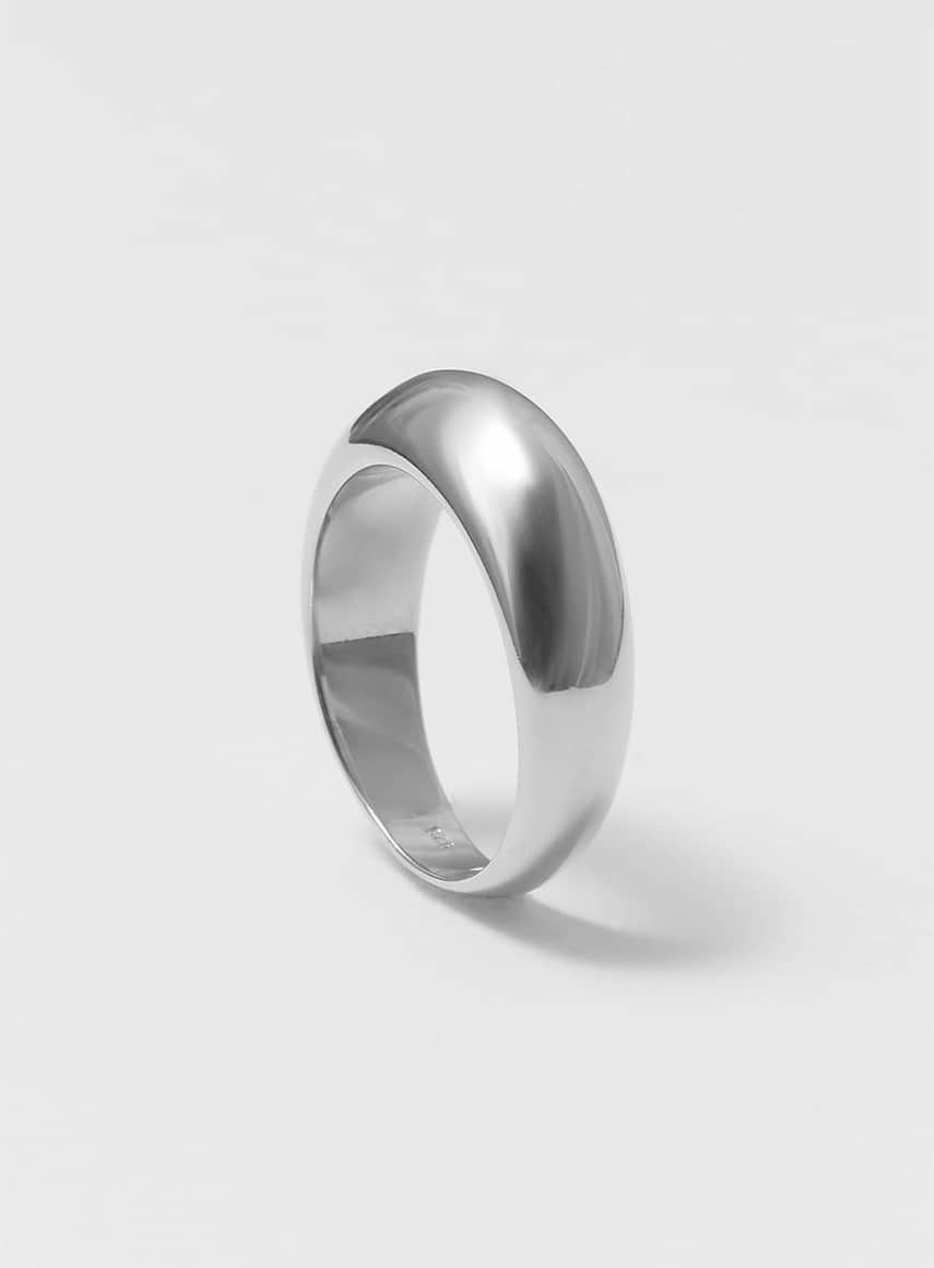 Thick Dome Ring Shiny Silver