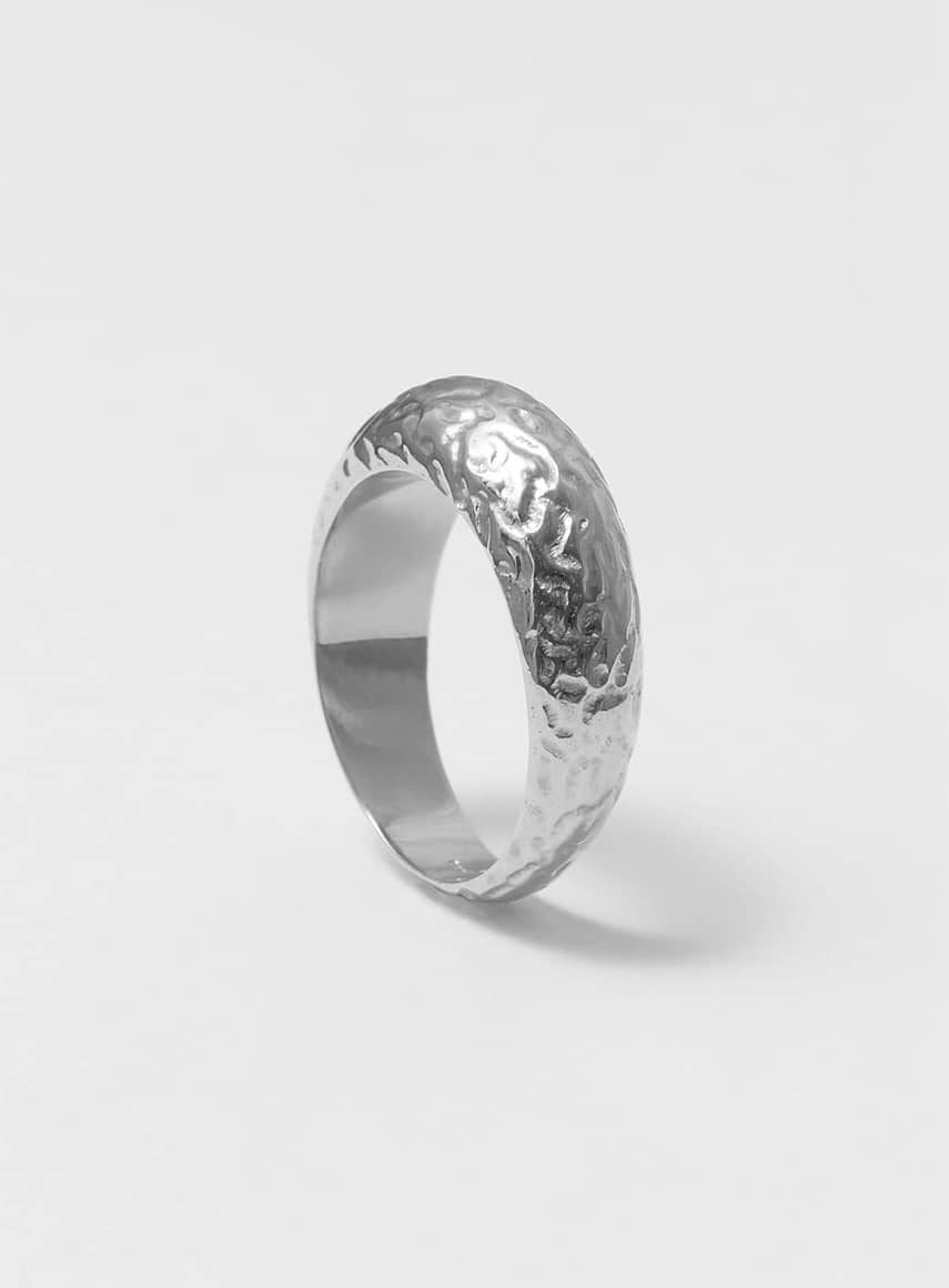 Thick Dome Ring Structured Silver