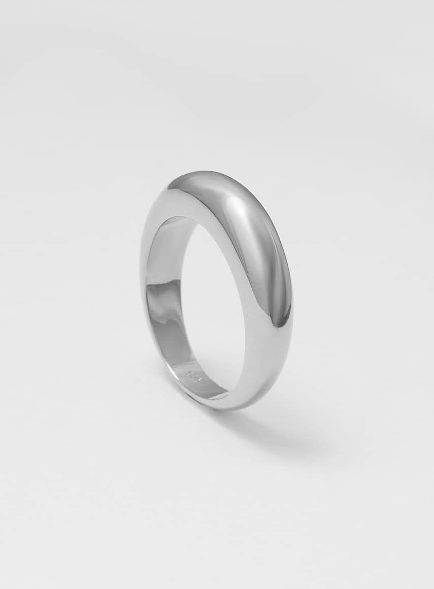 Thin Dome Ring Shiny Silver