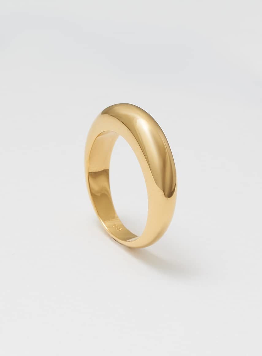 Thin Dome Ring Shiny Gold