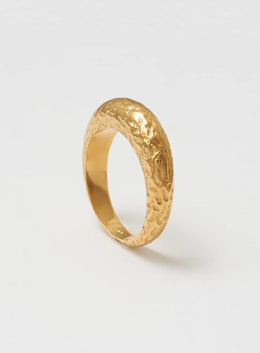 Thin Dome Ring Structured Guld