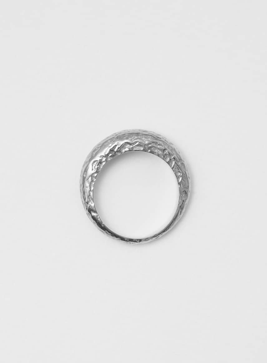 Thin Dome Ring Structured Silver