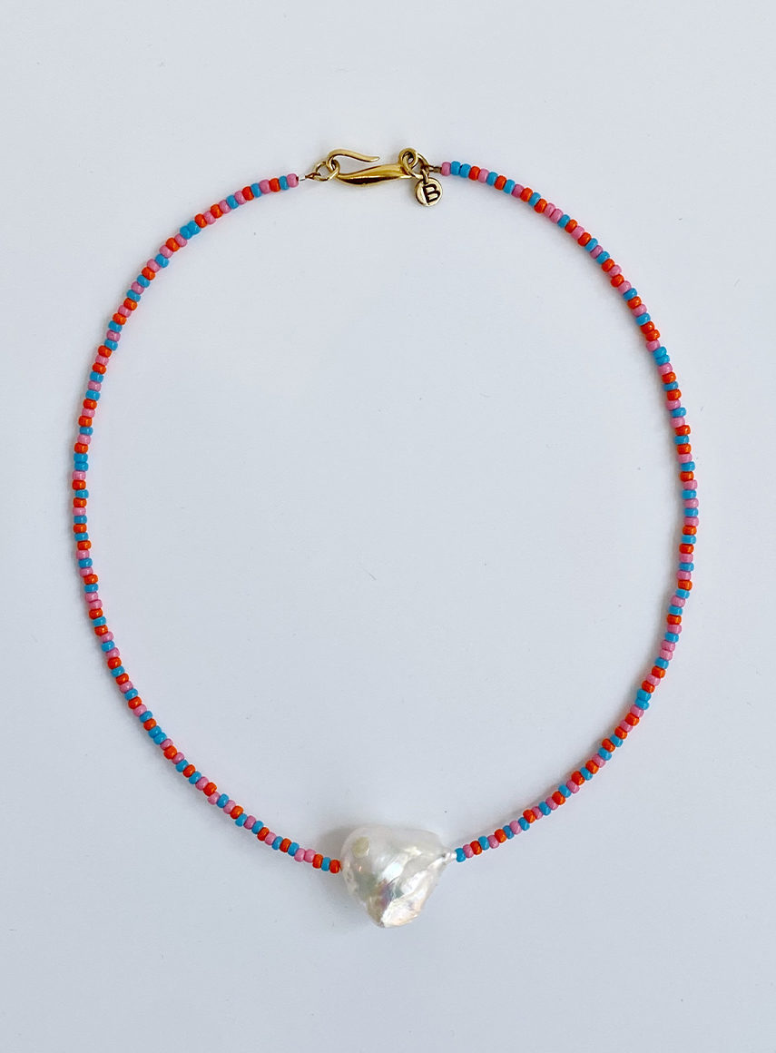 Bead baroque necklace Coral