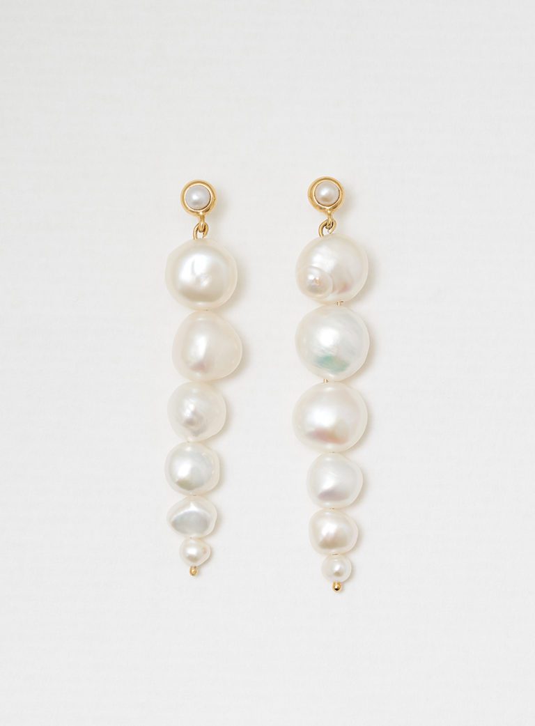 Drop pearl earrings gold - BLUE BILLIE