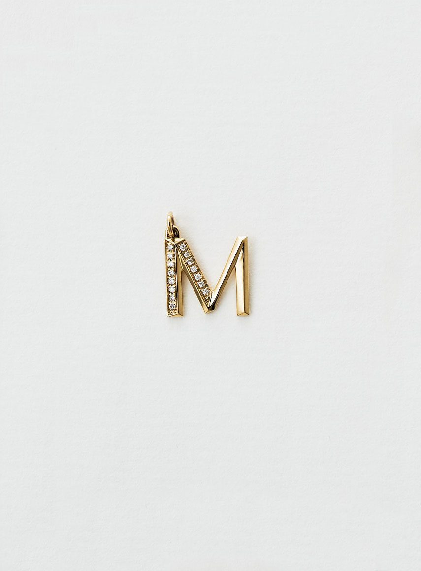 mini diamond letter M yellow gold