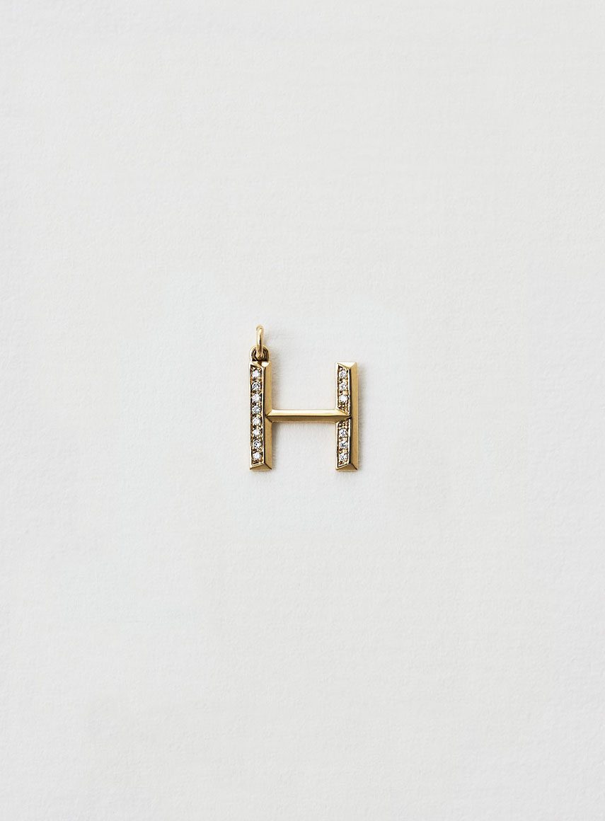 Mini Diamond Letter H Gold