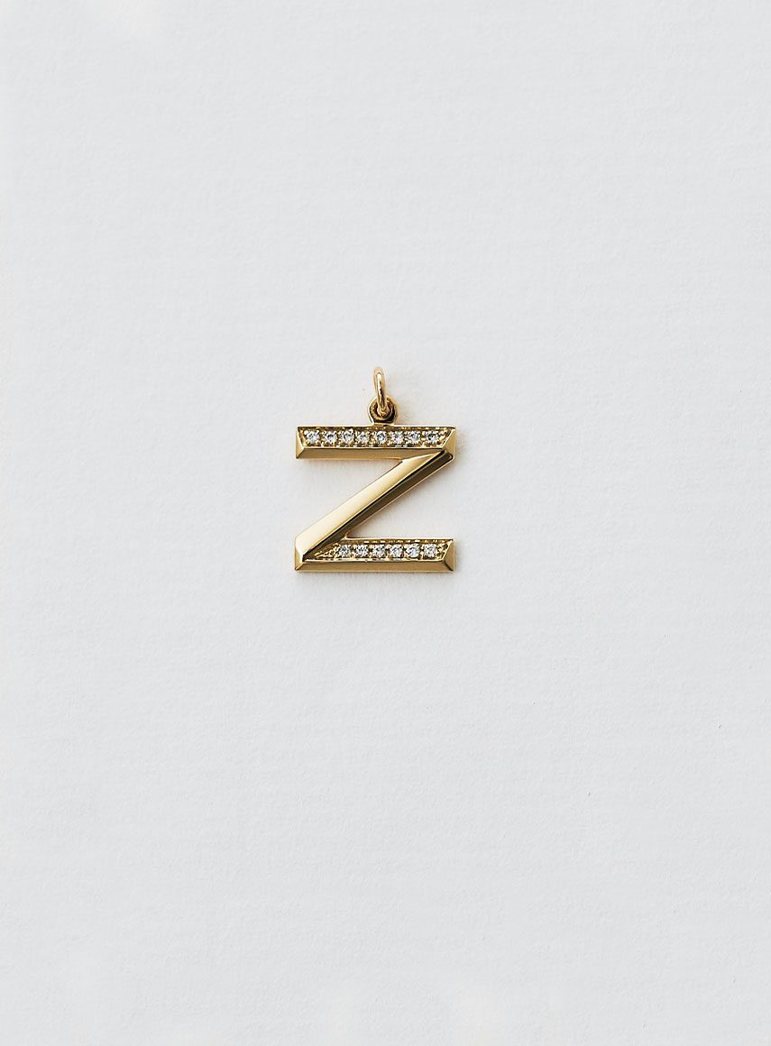 mini diamond letter Z yellow gold